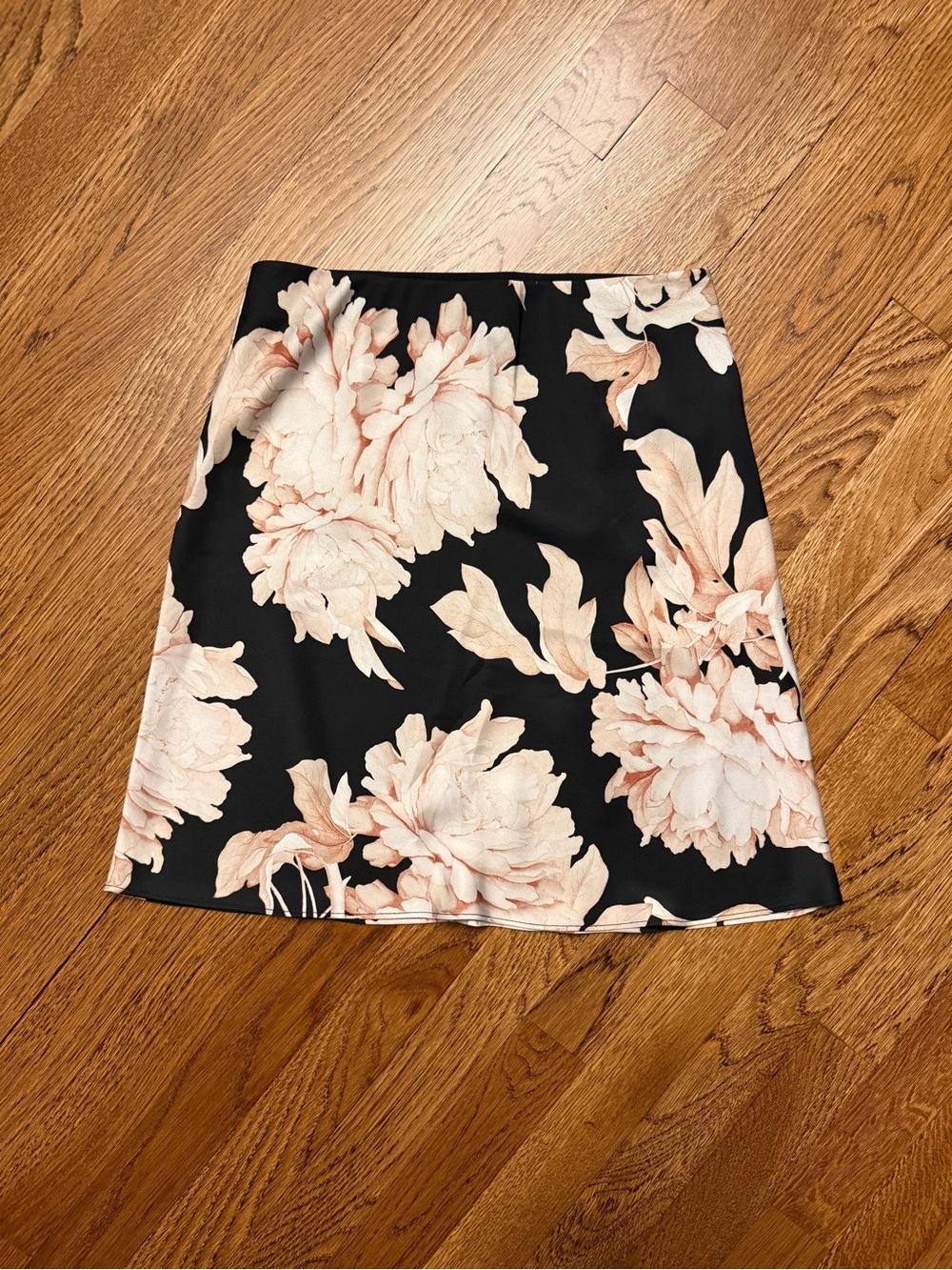 Aritzia Slip Satin Mini Skirt Floral Black and Blush